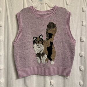 Cider Purple and Black Cat Knit Vest